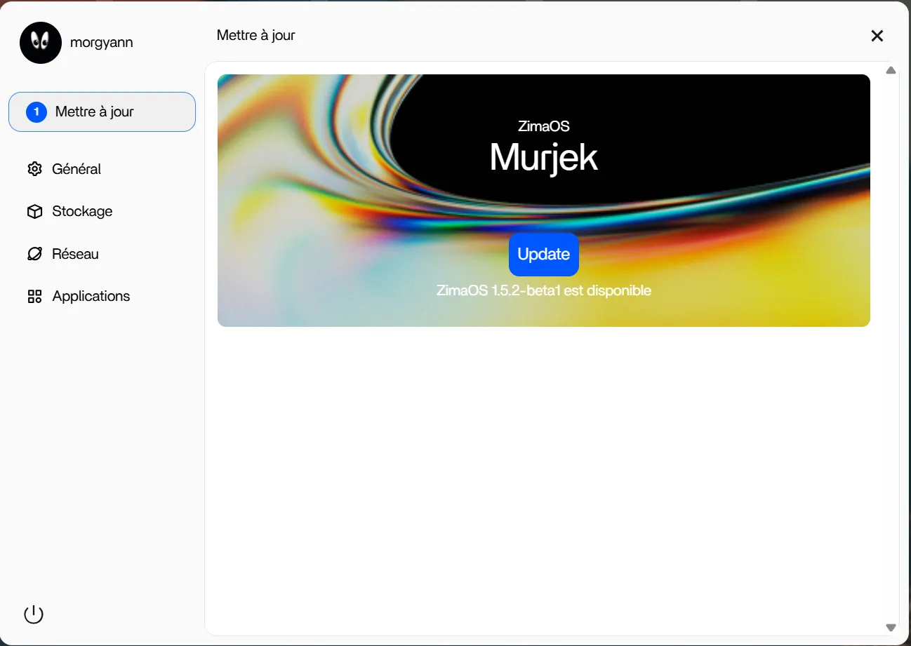 Mettre à jour ZimaOS avec une version beta