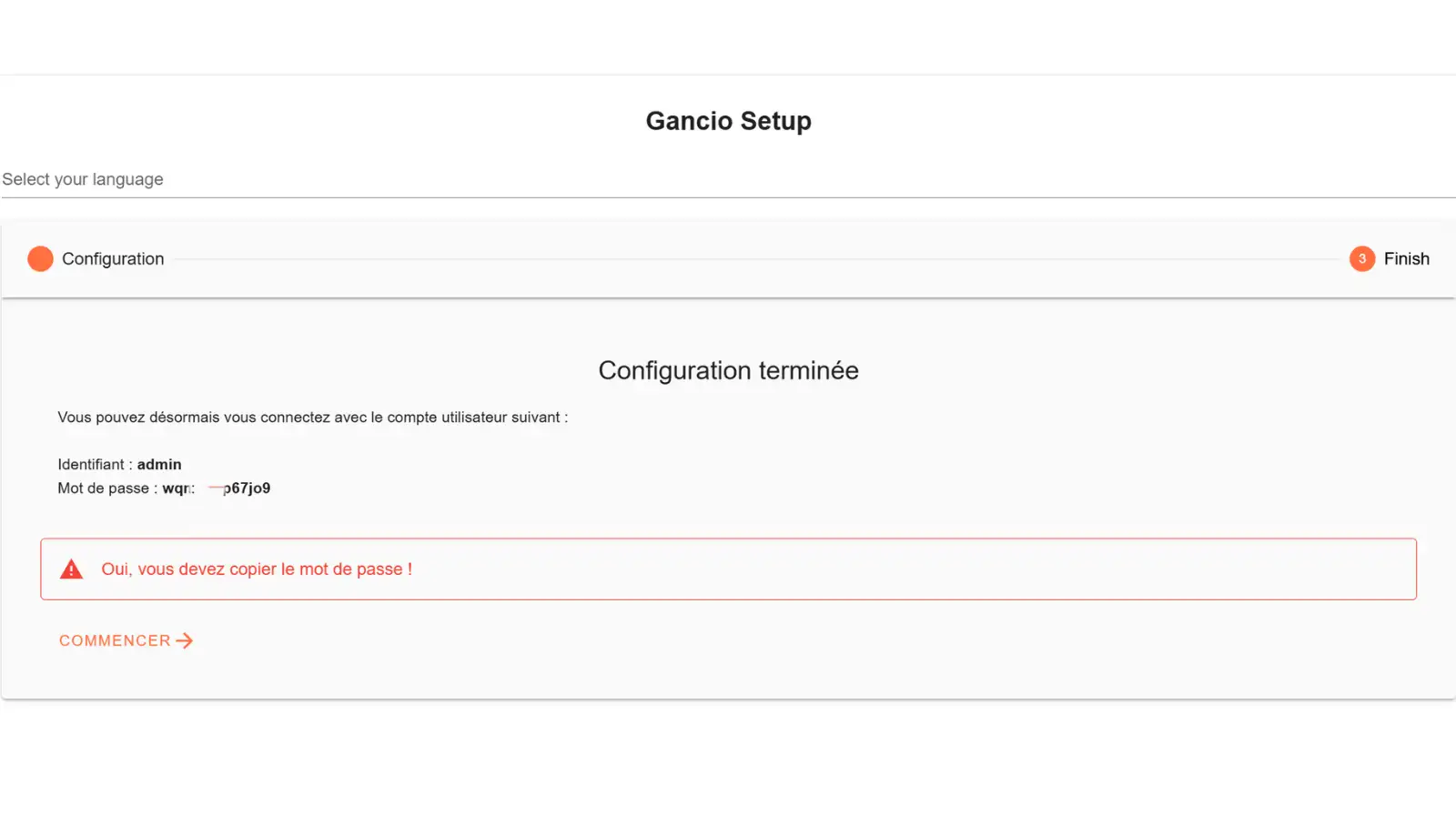 Copier l'id et le passe généré