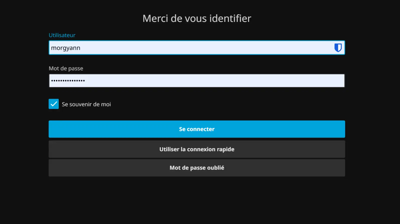 Connectez vous avec vos identifiants créés précédemment.
