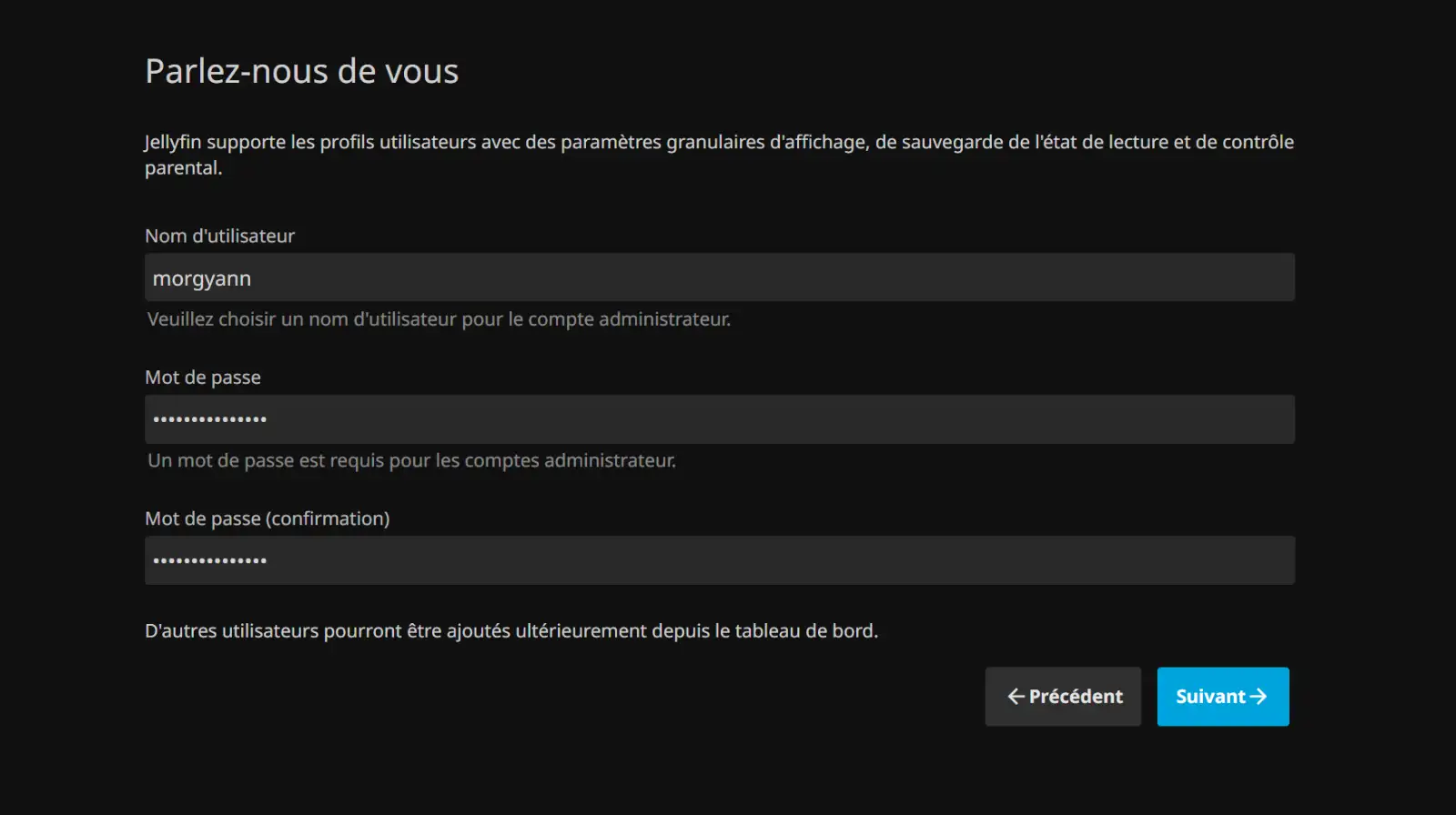 Créez votre compte Administrateur