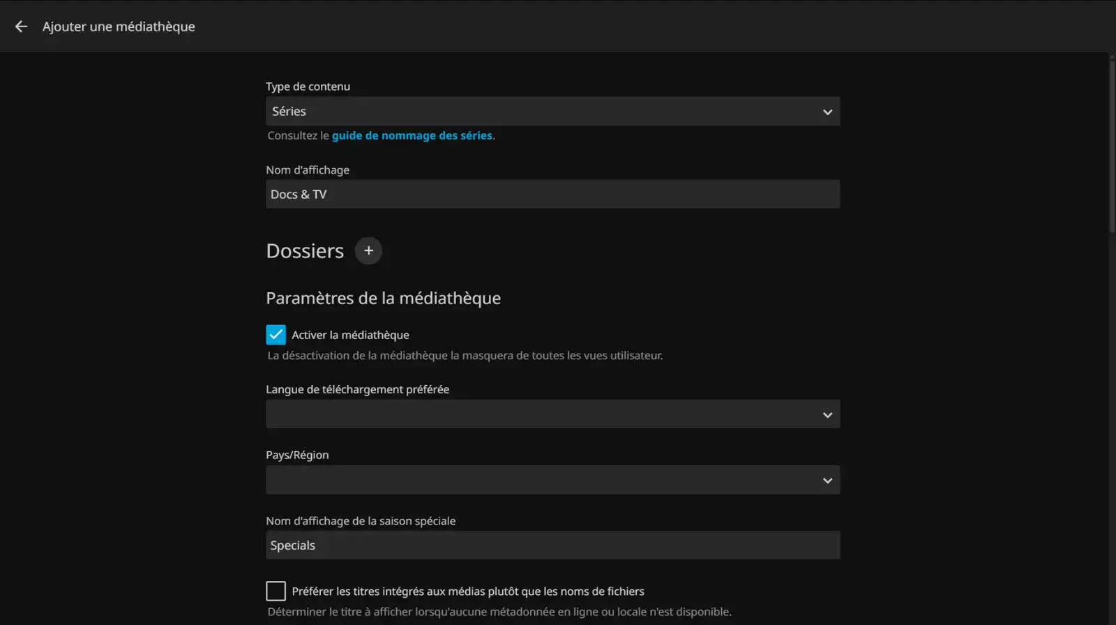 Sélectionnez le type de fichiers du dossier qui sera choisit
