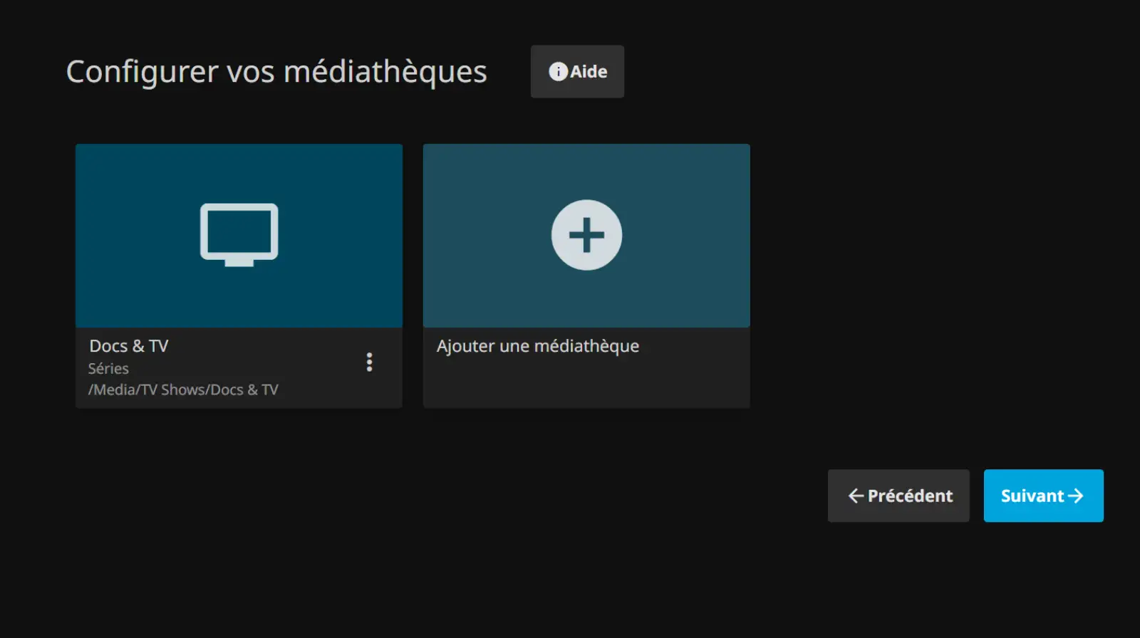 Puis, Suivant. Vous pourrez par la suite ajouter d'autres étagères