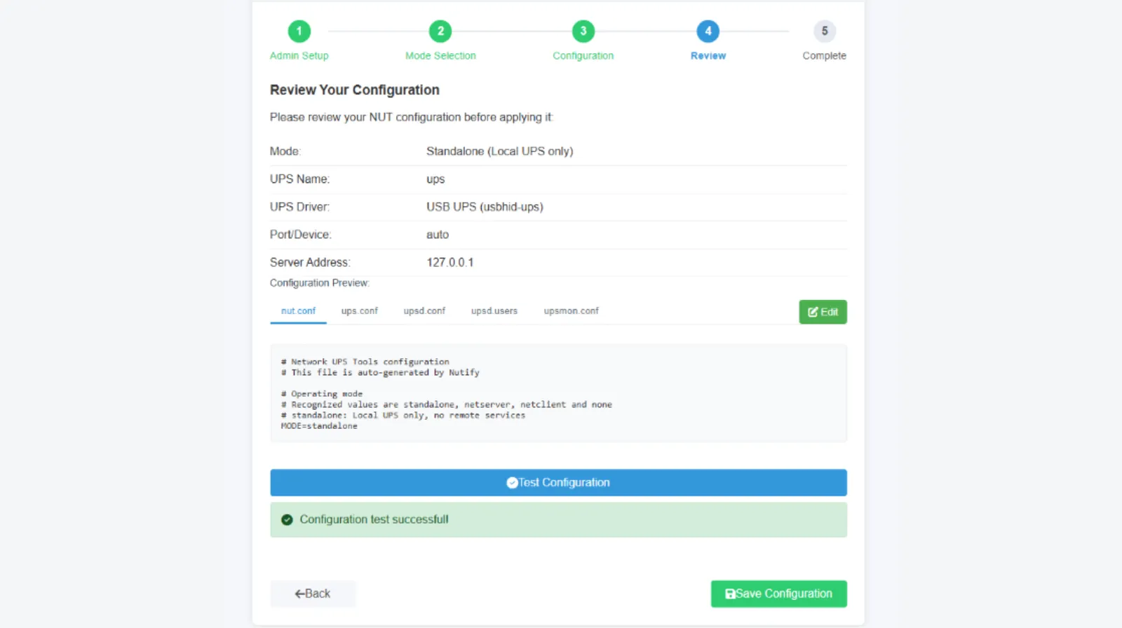 Sauvegardez la configuration