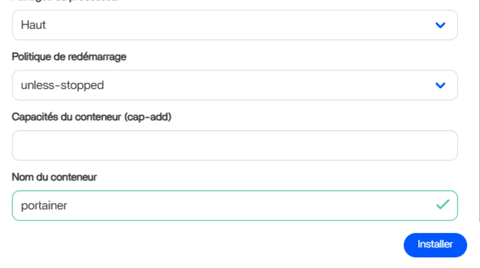 Configurer l’interface