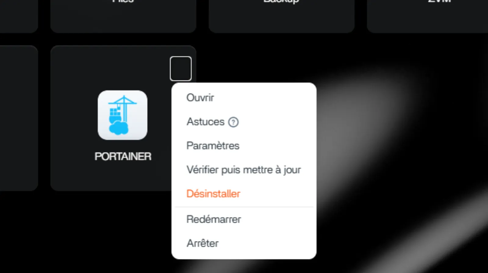 menu choisir Redémarrer