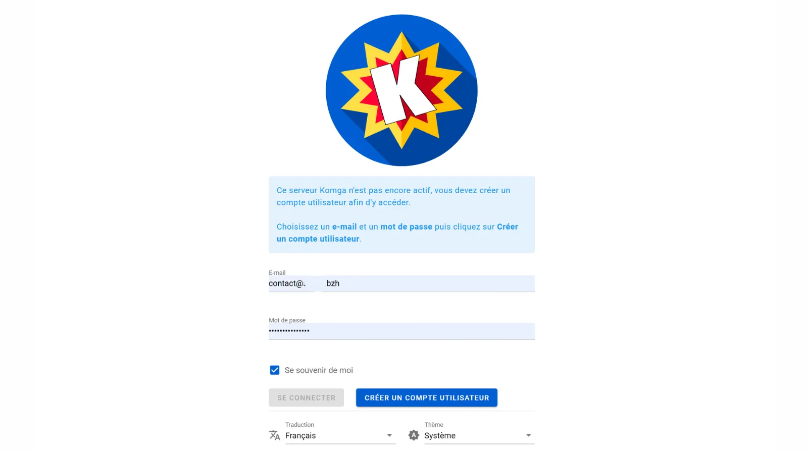 Créez un compte utilisateur