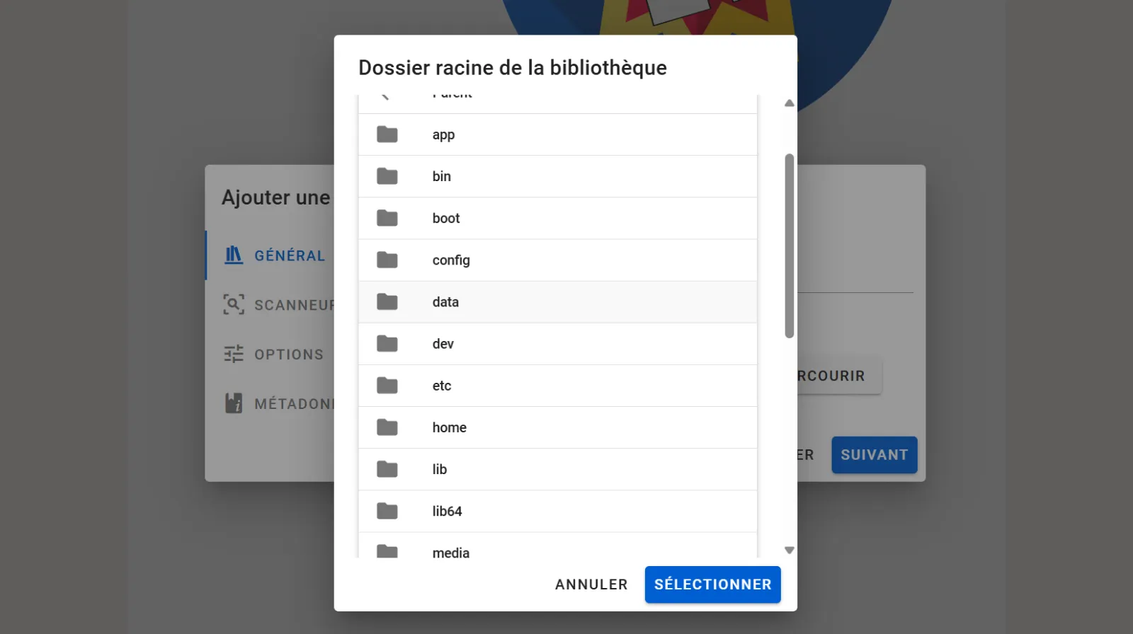 Retrouver le chemin data.