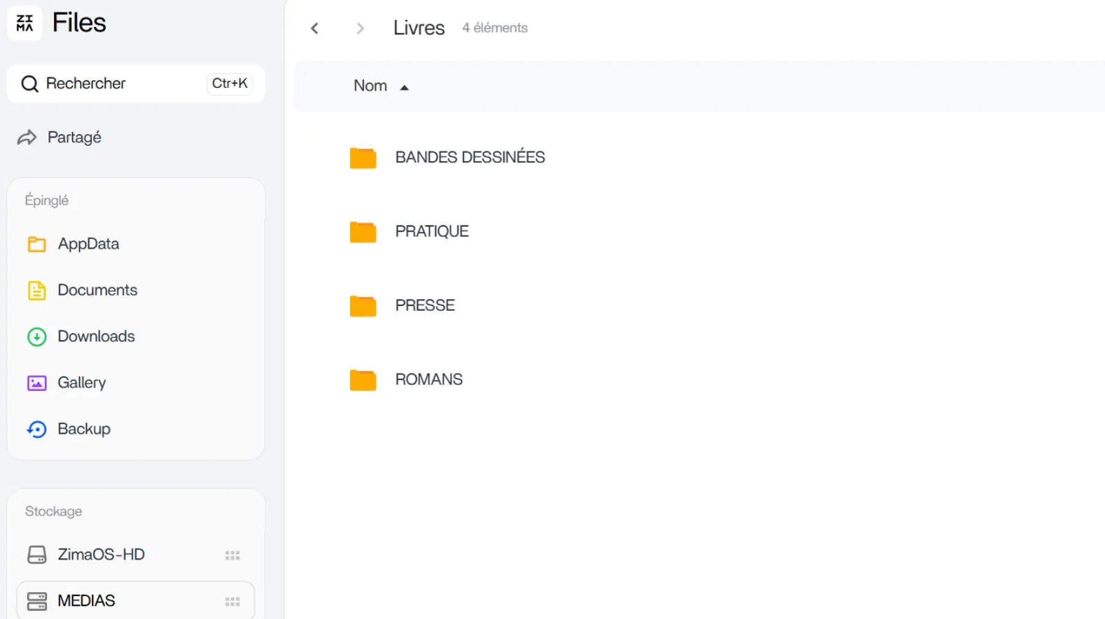 Créez des sous-dossiers pour la composition de vos futures étagères