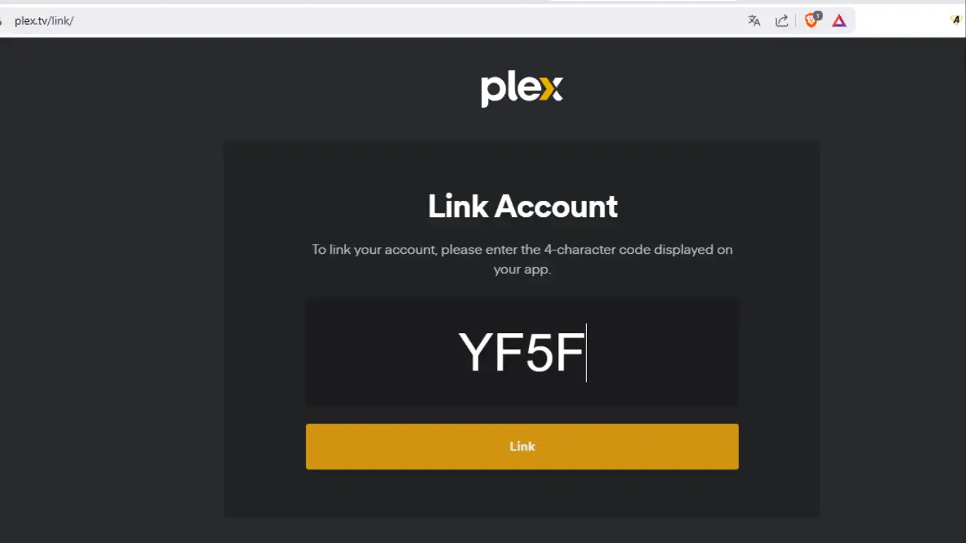 Kodi comme client Plex - Code sur la page Plex