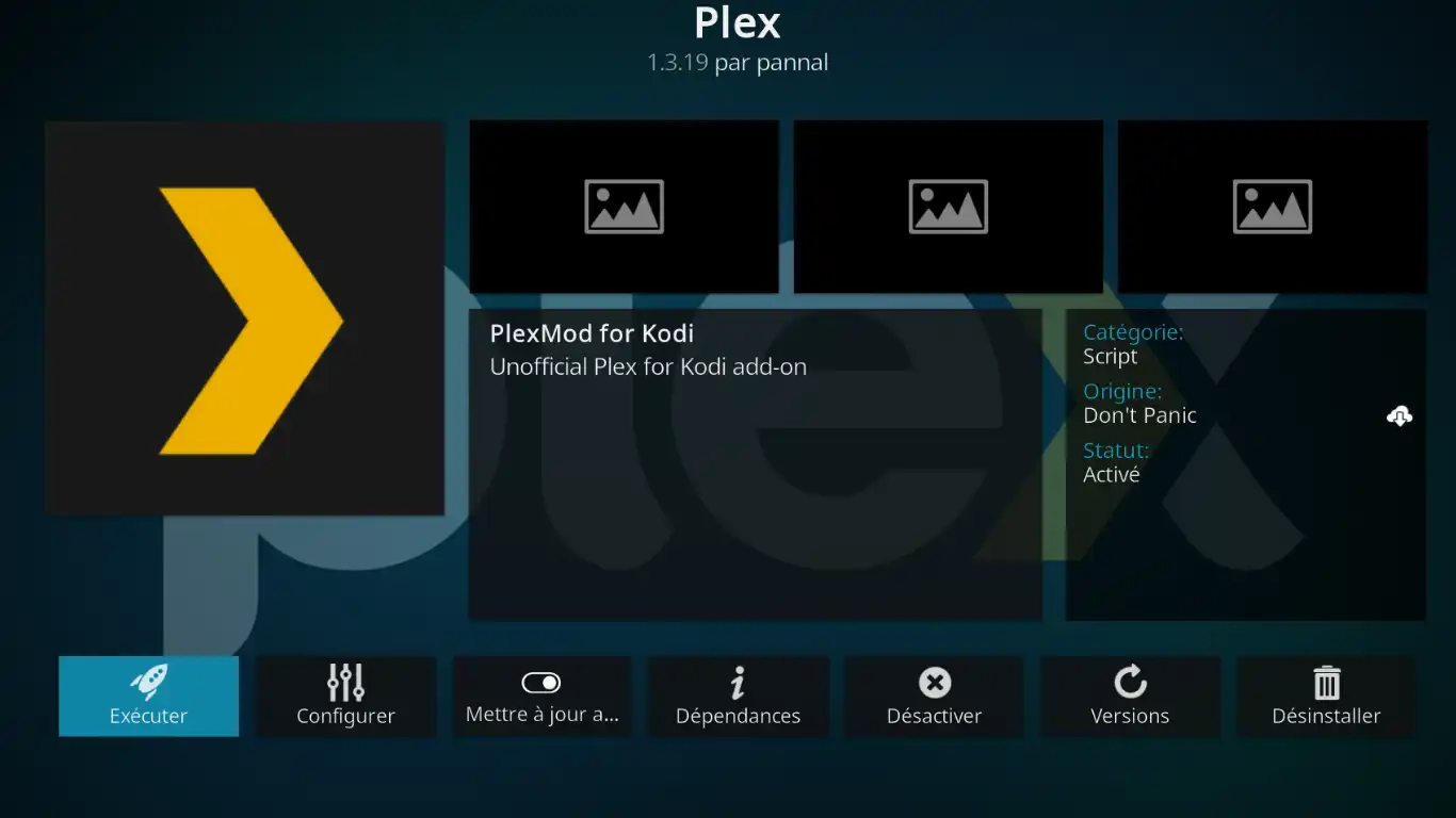 Kodi comme client Plex - Exécuter