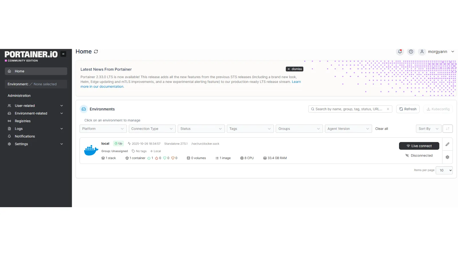 Bienvenue sur Portainer