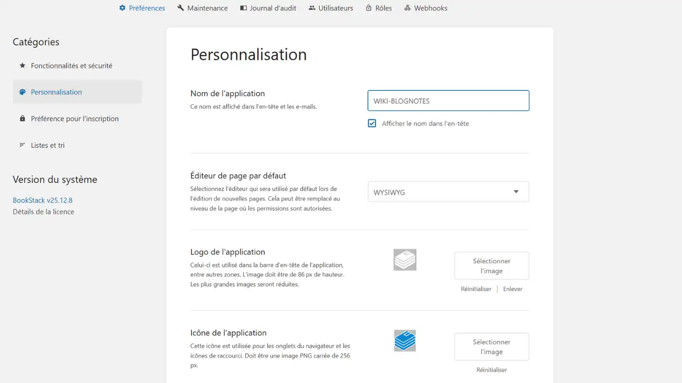 installer bookstack personalisation installer bookstack personalisation