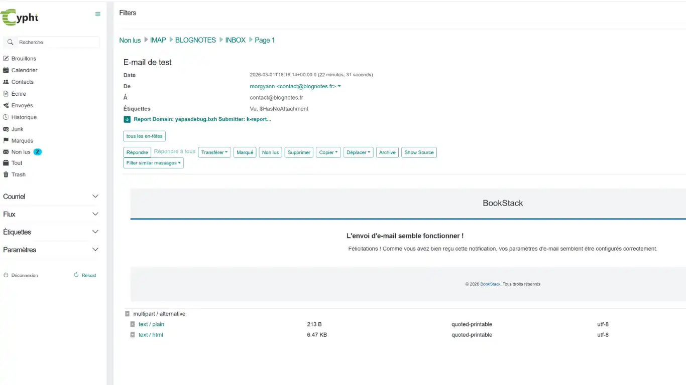 installer bookstack réception email installer bookstack réception email