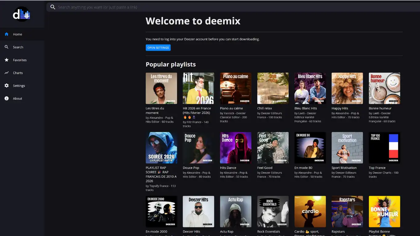 installer deemix ouvrir settings