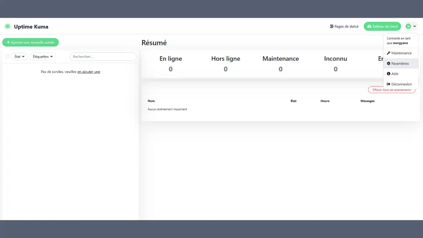 installer uptime kuma interface paramètres installer uptime kuma interface paramètres