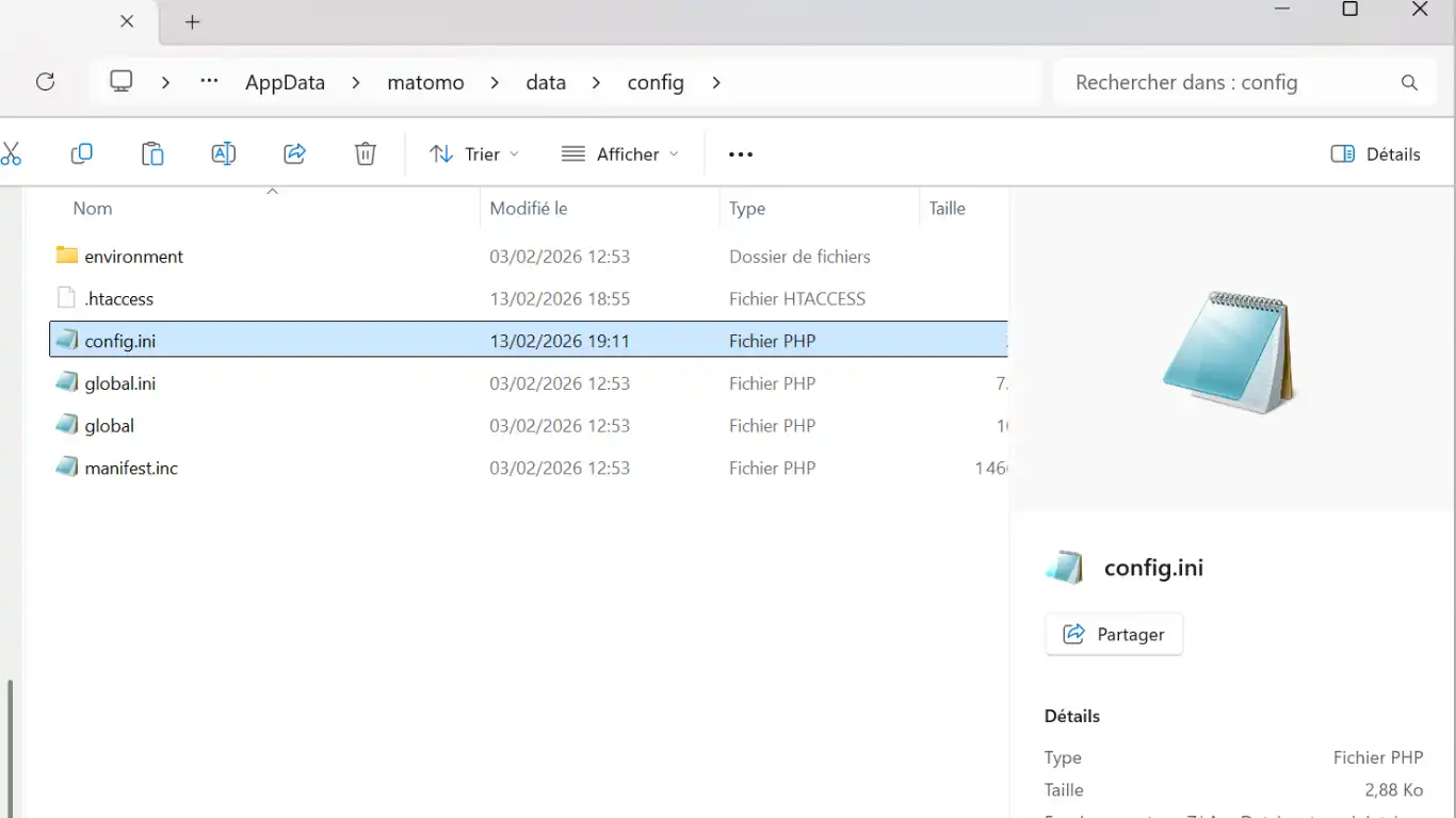 intaller matomo joindre le fichier configini intaller matomo joindre le fichier configini
