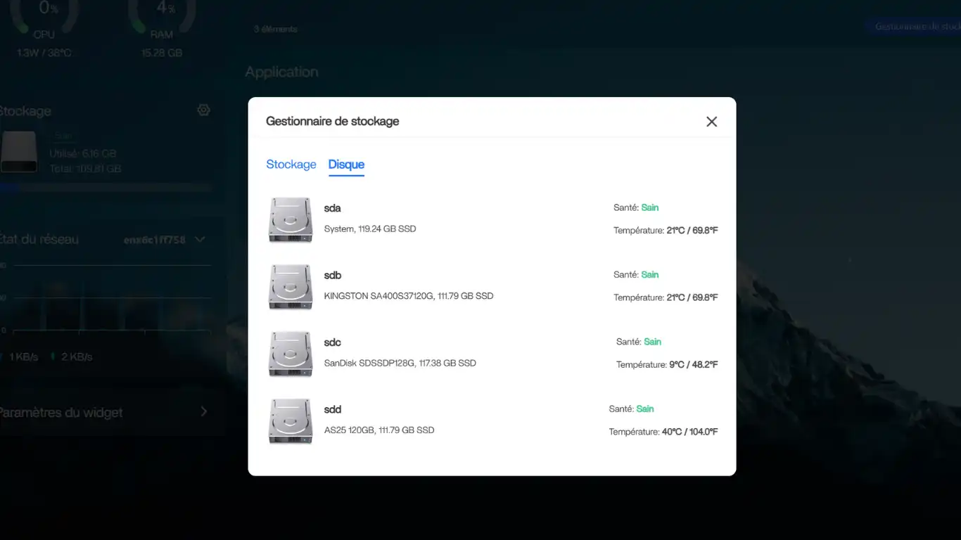Casaos + Cockpit sur Debian - Stockage