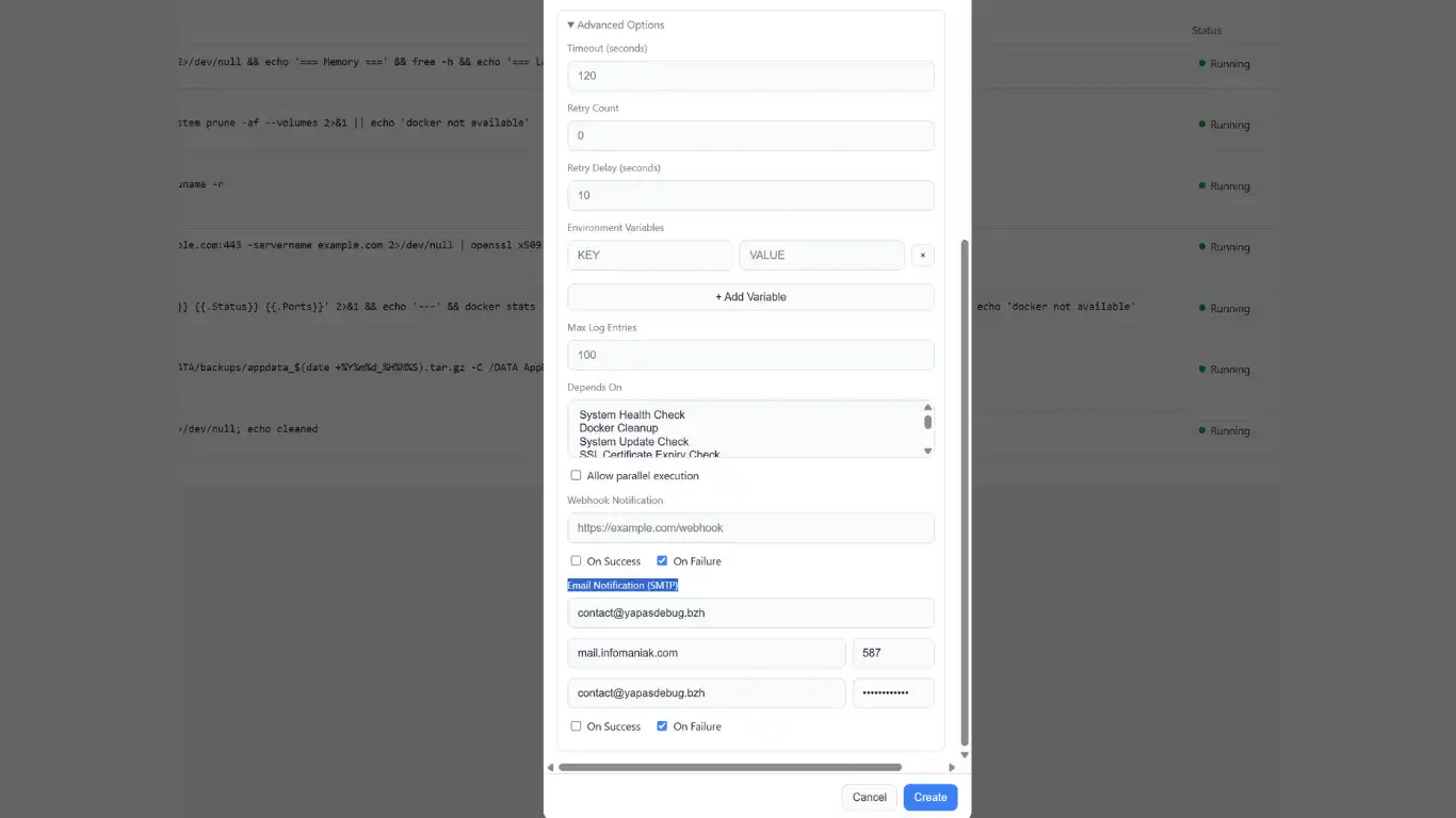 Cron sur zimaos - Notifications
