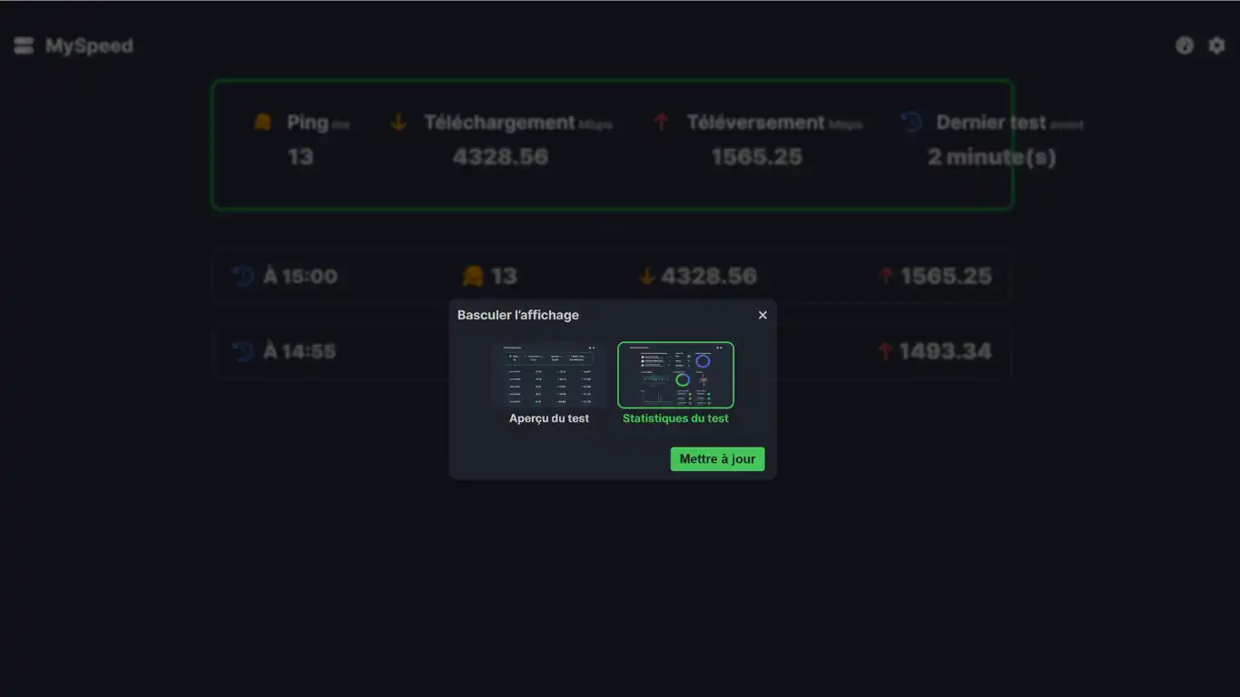 MySpeed - Installation - Basculer la vue