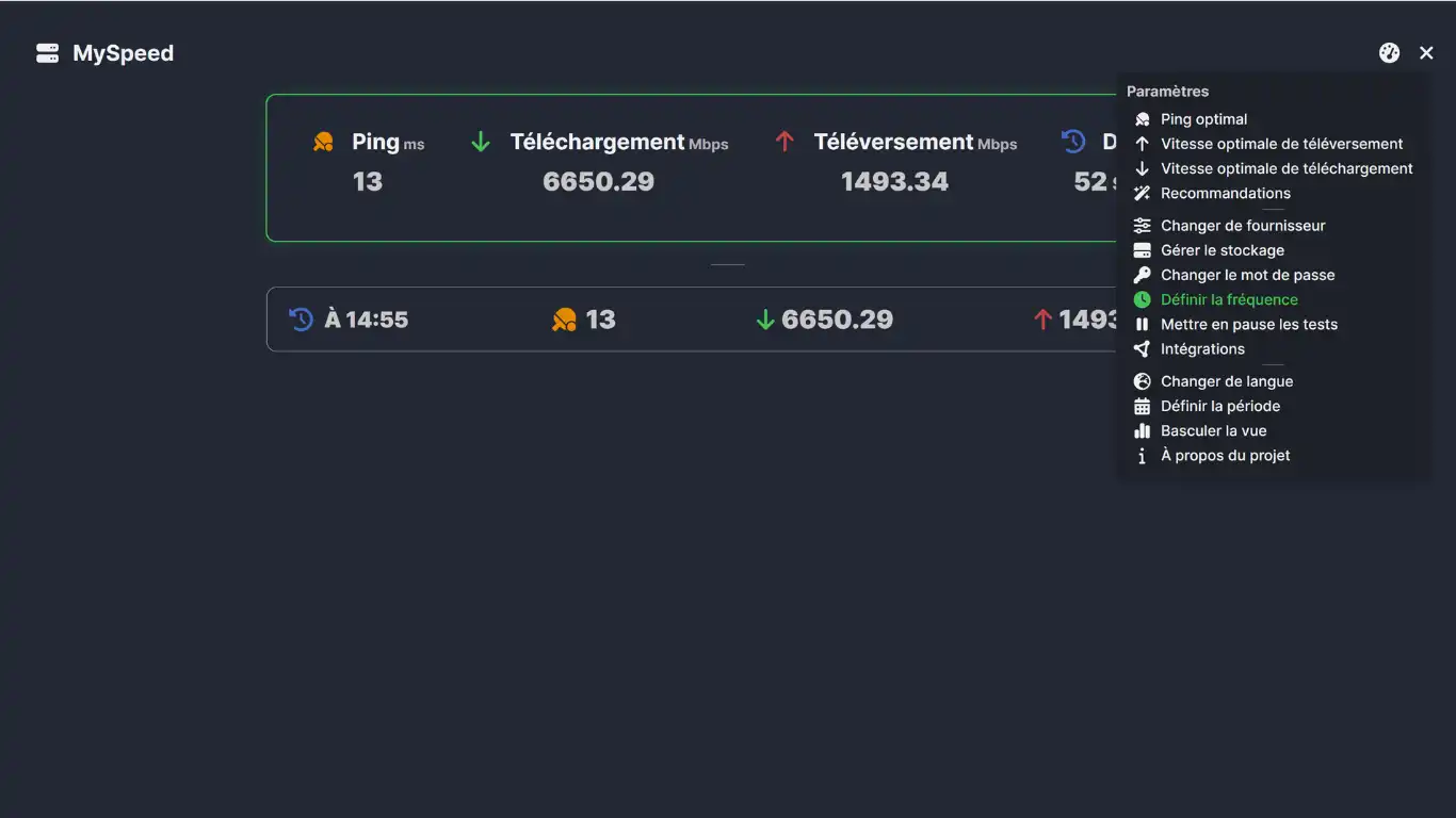 MySpeed - Installation - Résultat et définir la fréquence