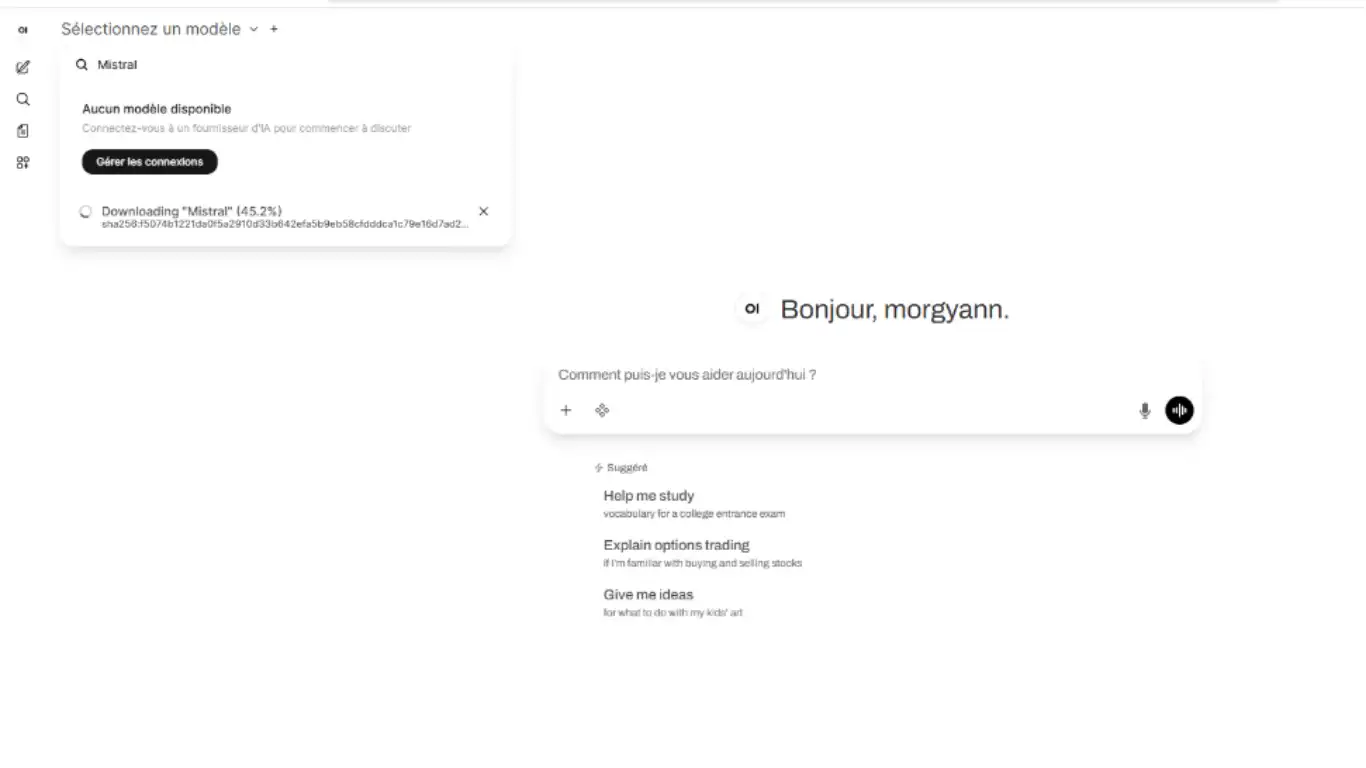 Ollama - WebUI - Télchargement du modèle