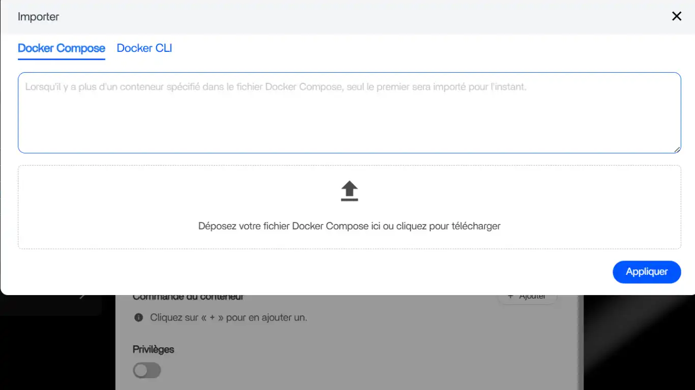 Ollama + WebUI - pop up Importer le docker compose