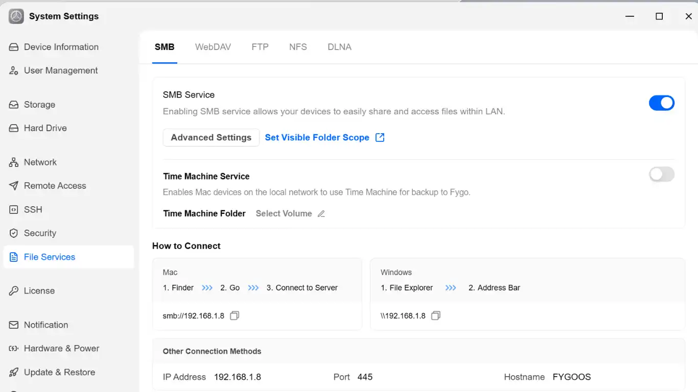 FygoOS - Services de fichiers