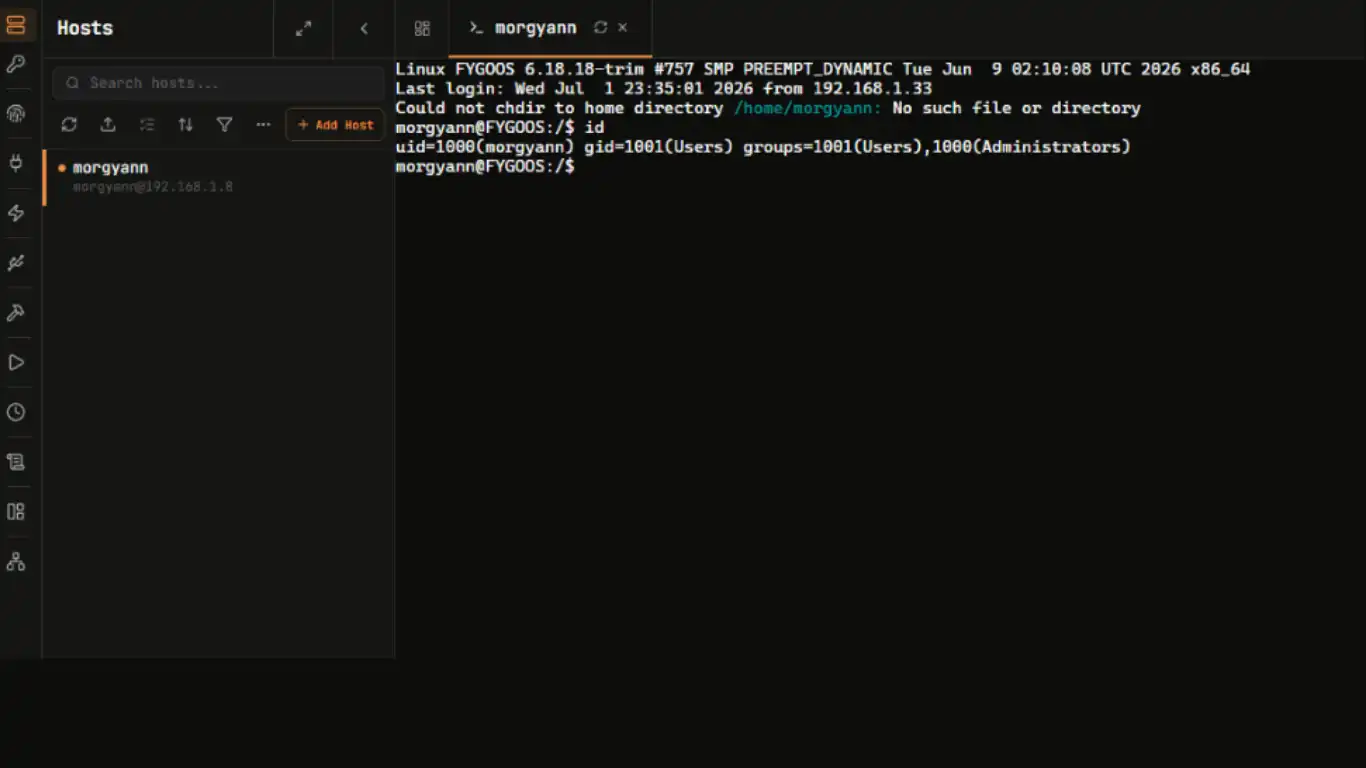 Termix sur FygoOS - Terminal