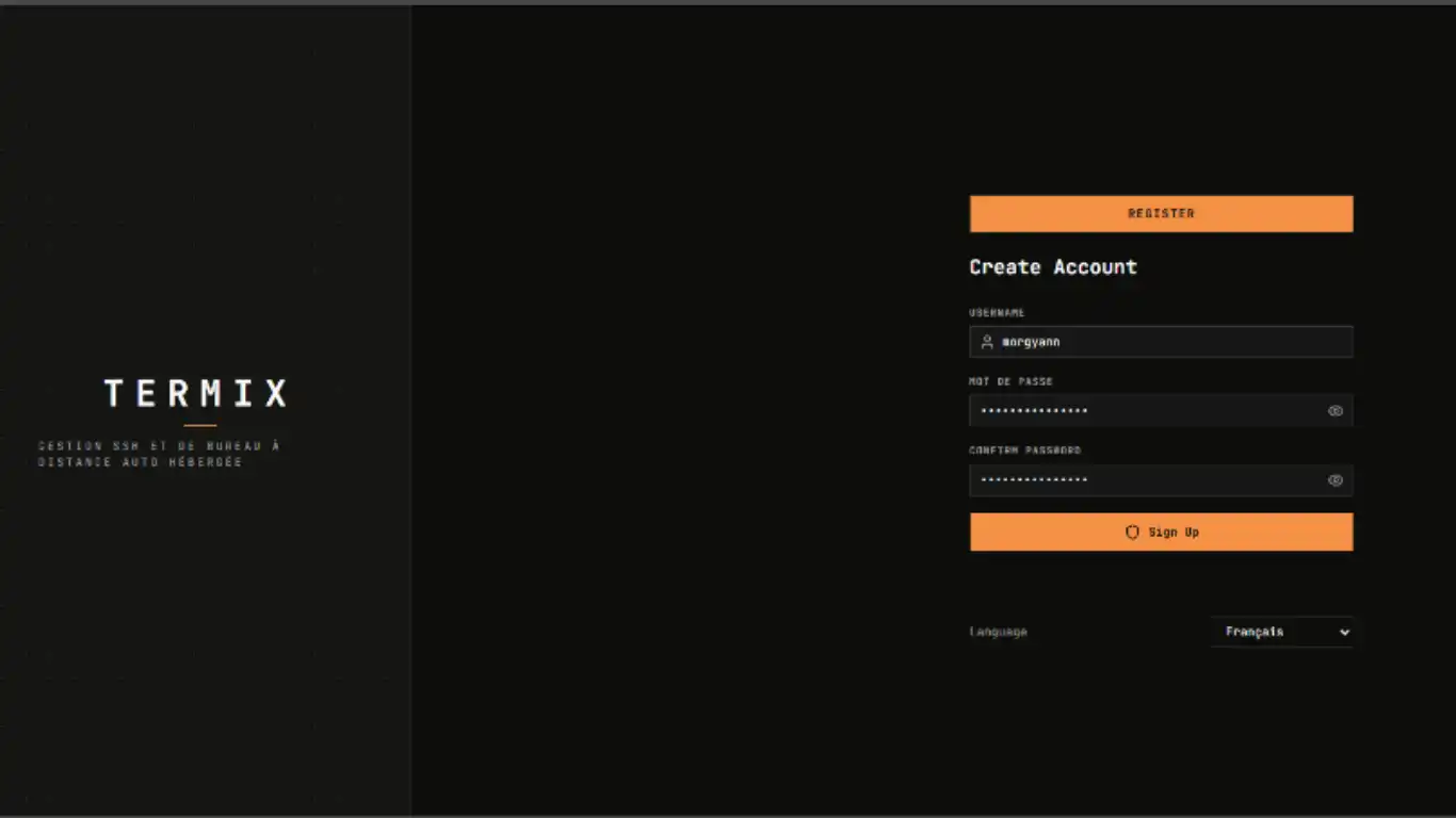 Termix sur FygoOS - compte admin