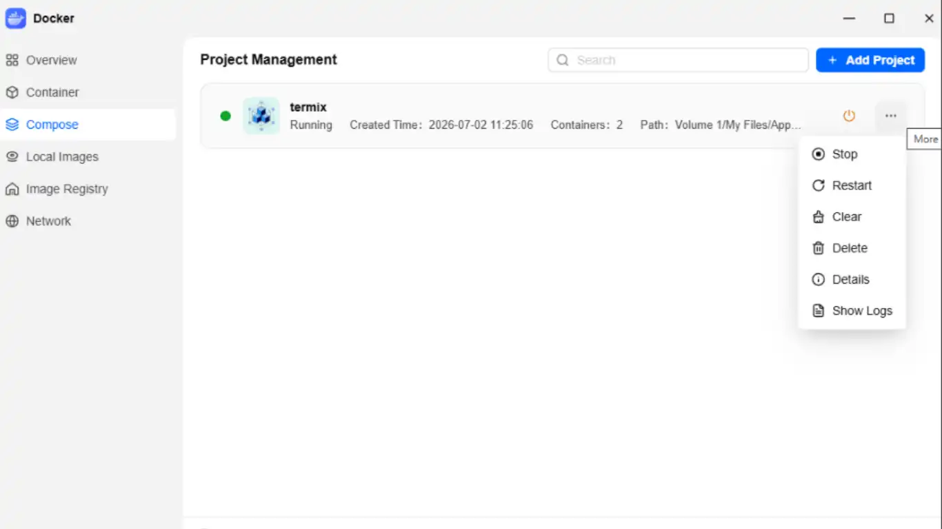 Termix sur FygoOS - pile docker