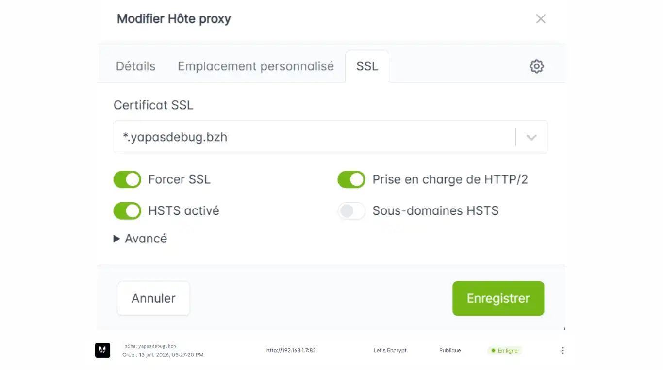 wildcard avec npm - Création du wildcaard SSL