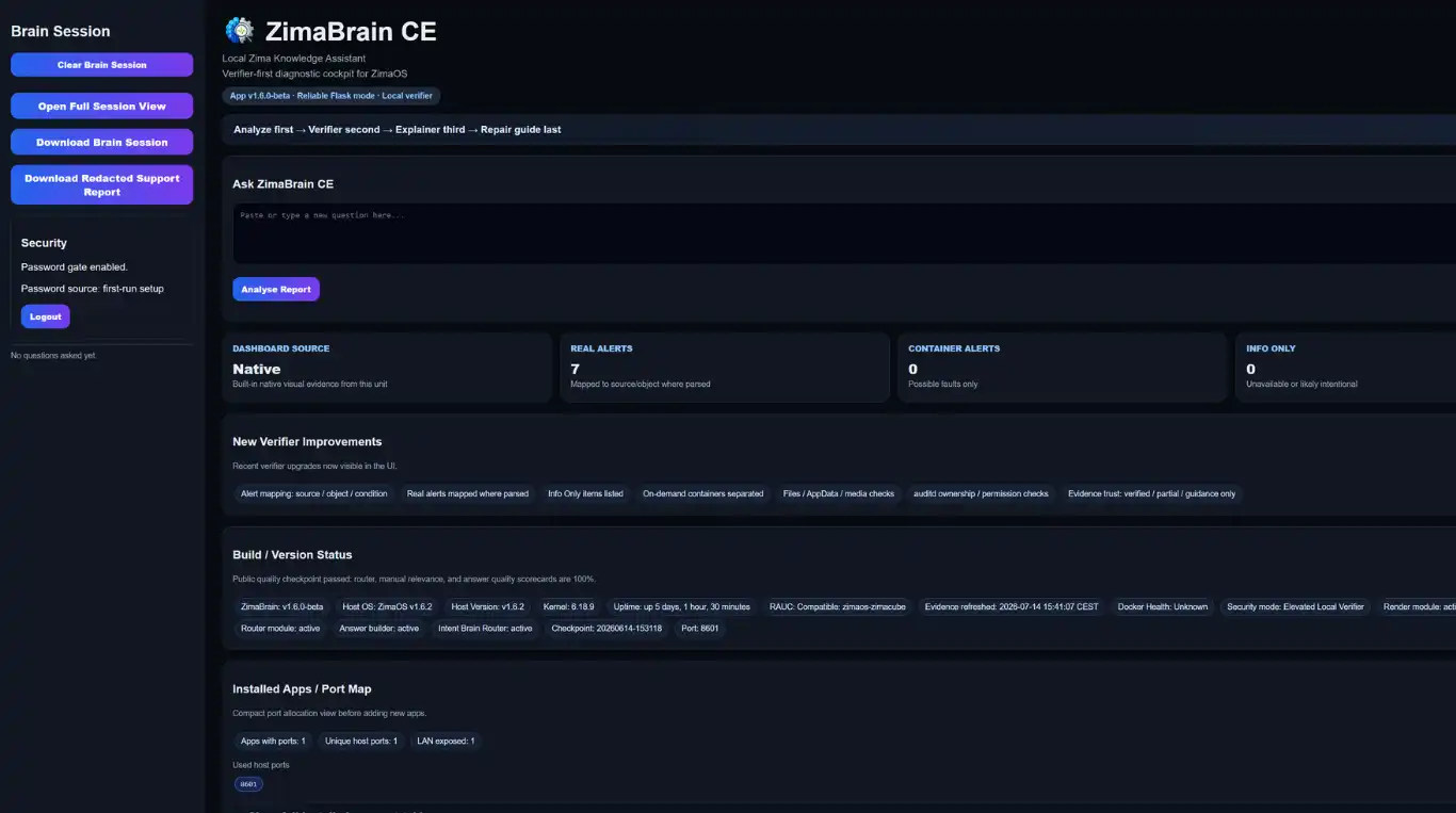 zimabrain-ce - interface web