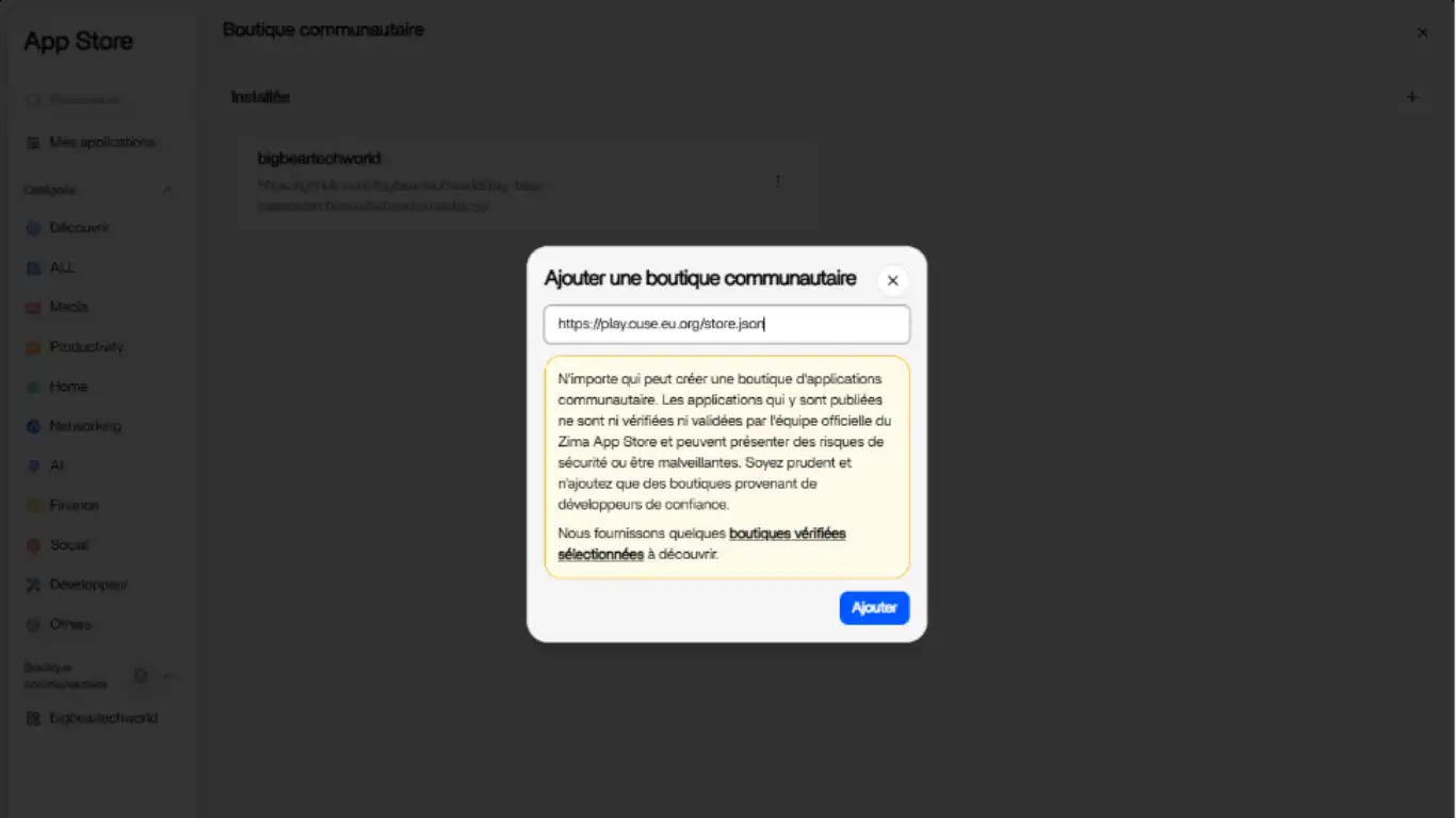 Applications communautaires - copier coller adresse du json