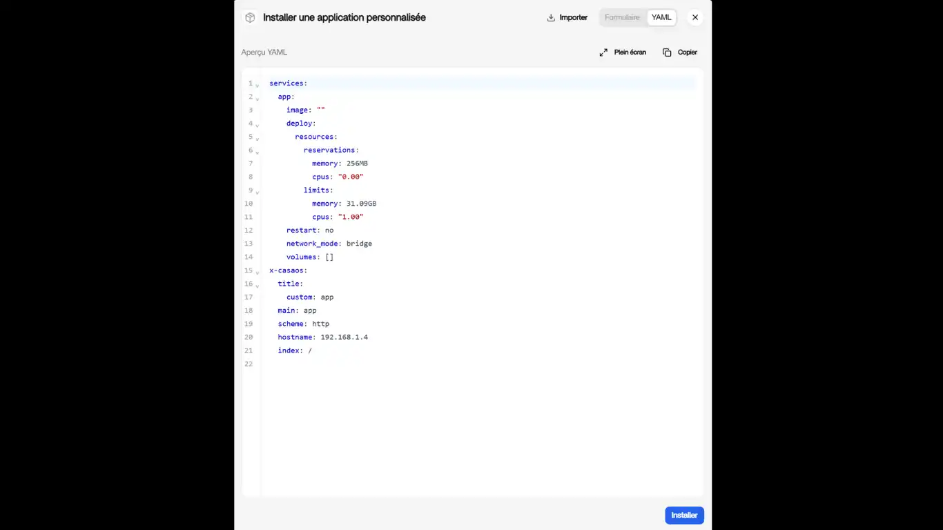 ClamAv - onglet YAML