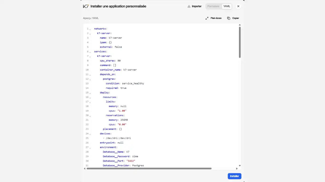 K7 serveur medias - copier coller yaml
