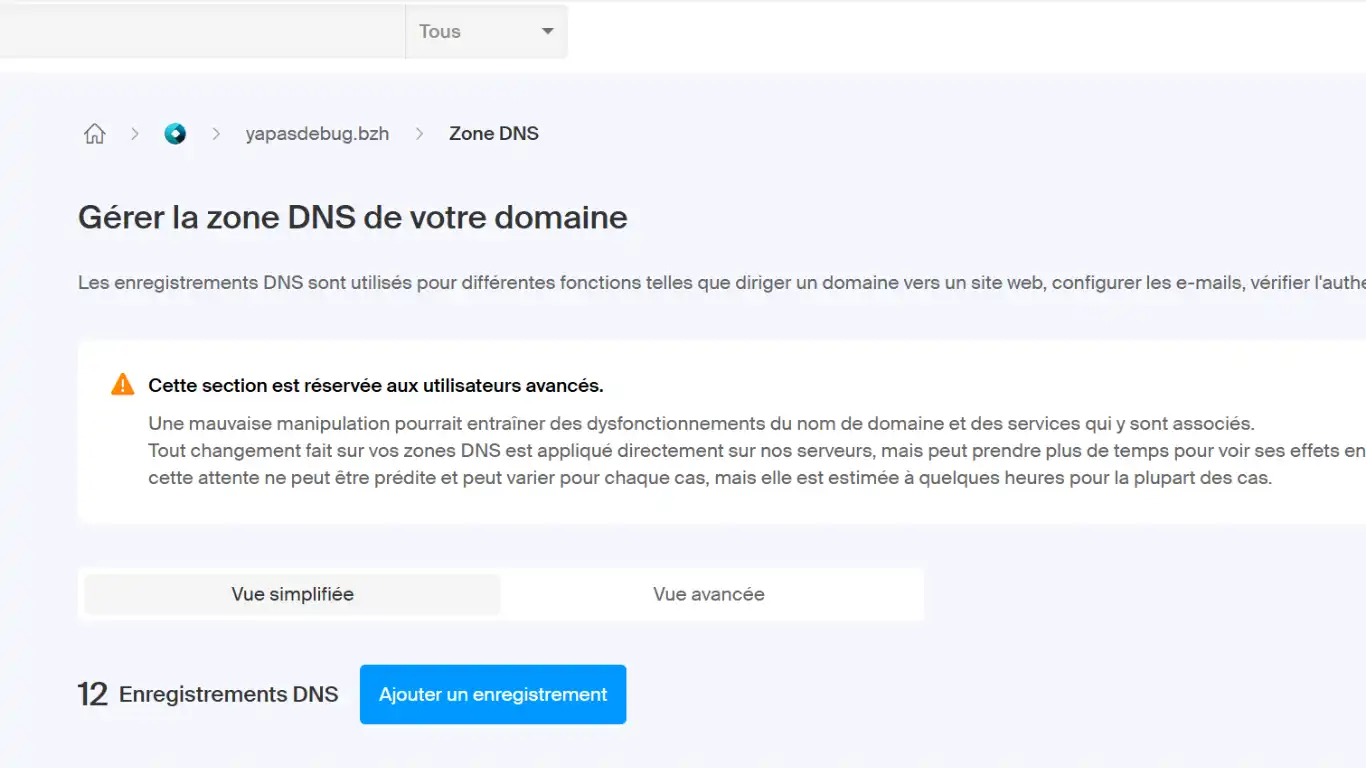 Créer des sous-domaines - zones DNS
