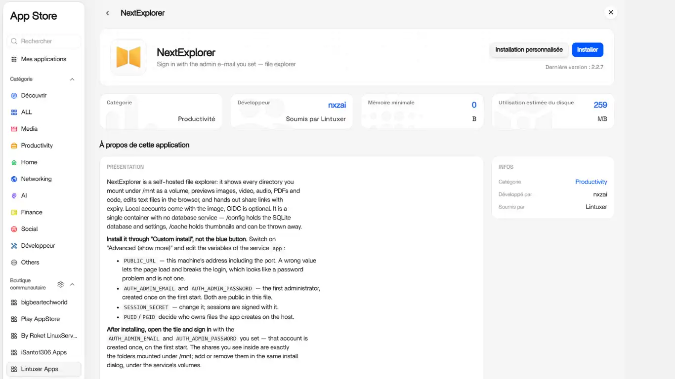NextExplorer - app lintux