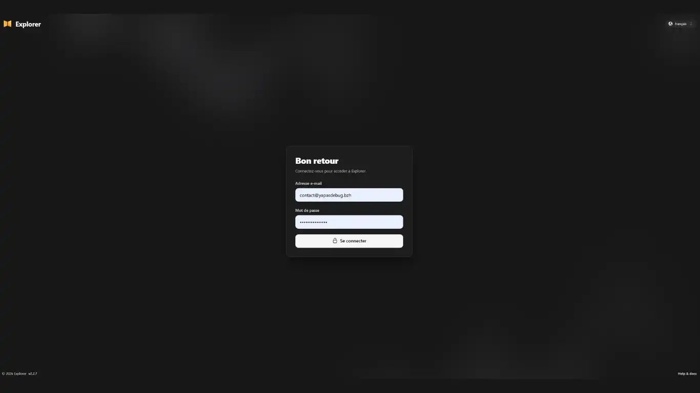 NextExplorer - connexion
