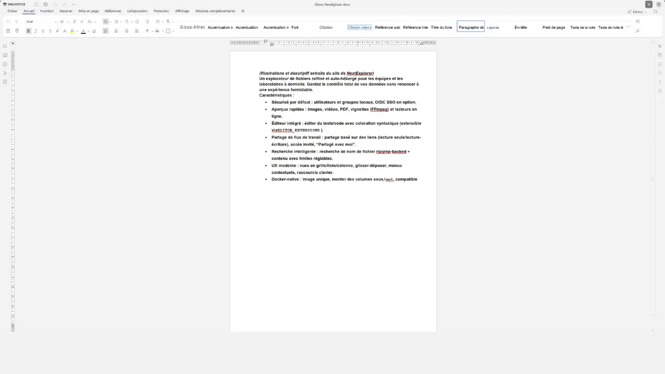 NextExplorer - ouvrir fichier office