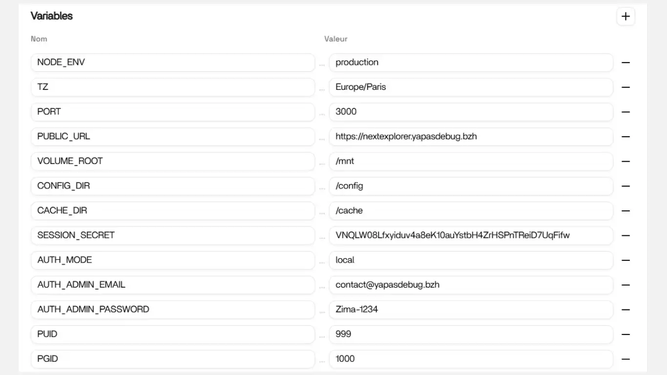NextExplorer - variables