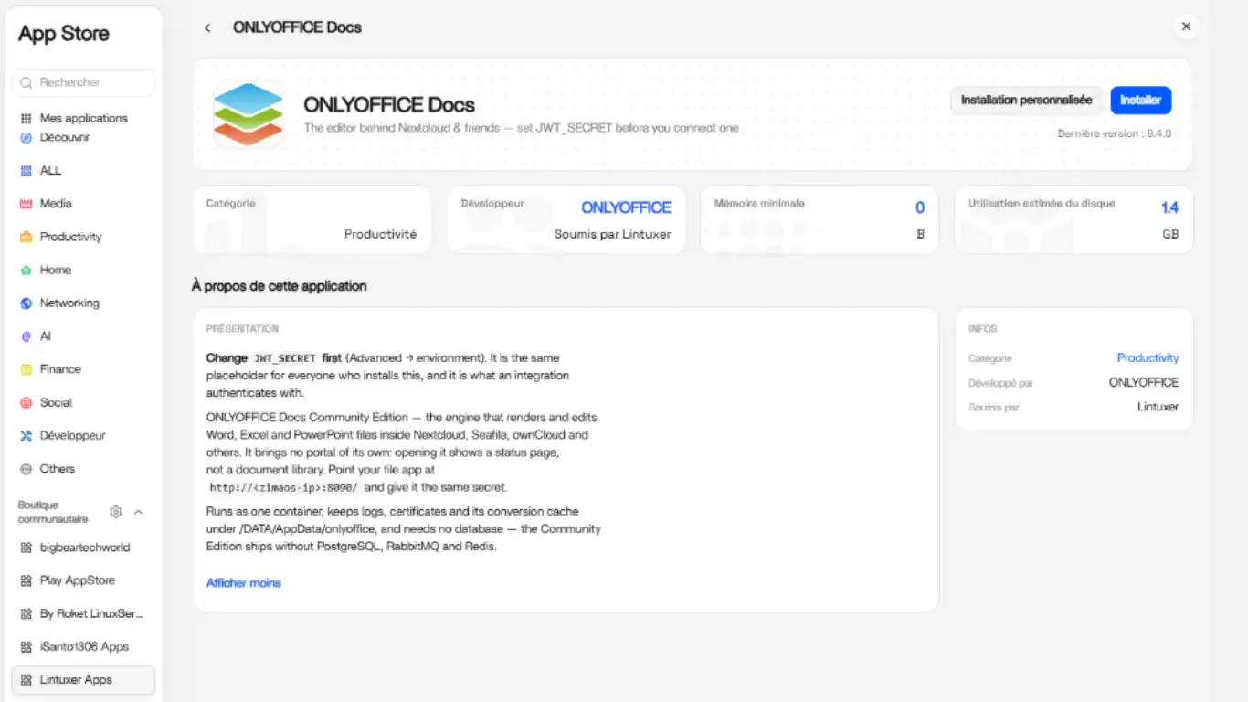 OnlyOffice Edition - dépot lintuxer