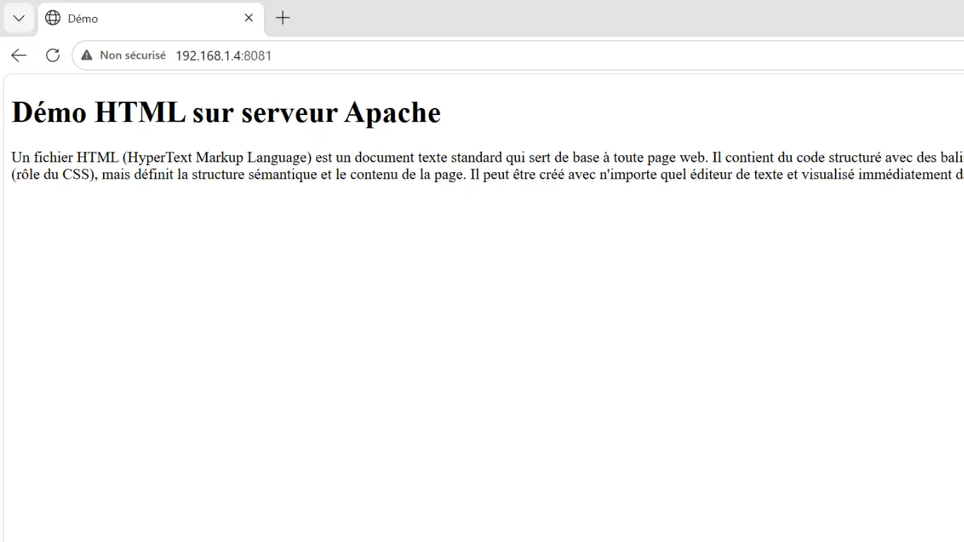 html sur serveur-page de présentation